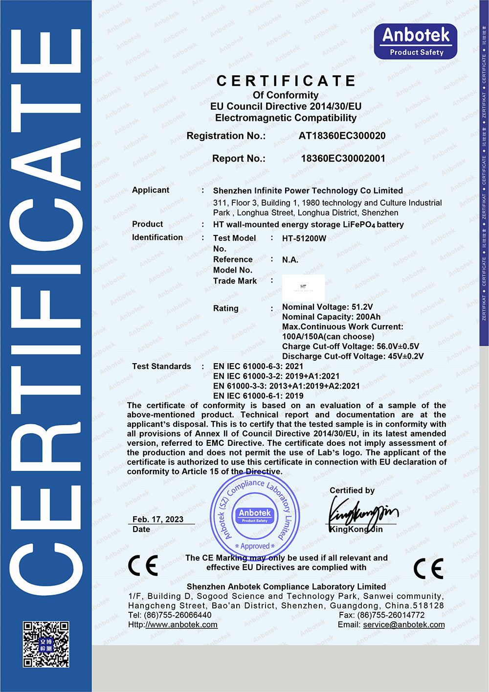 ht infinite power related certificates